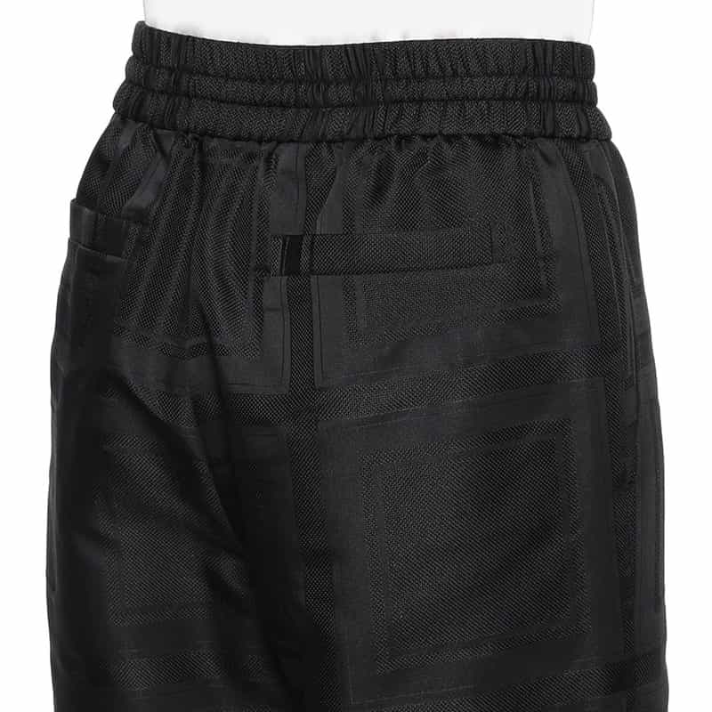 BARNEYS NEW YORK スクエアレースドローストリングワイドパンツ BLACK