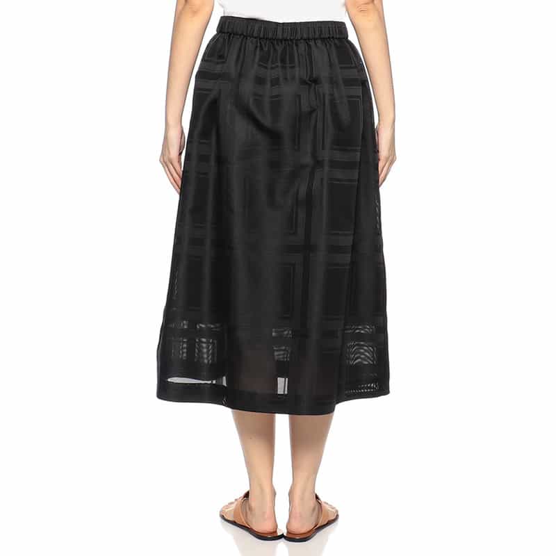 BARNEYS NEW YORK スクエアレースギャザースカート BLACK