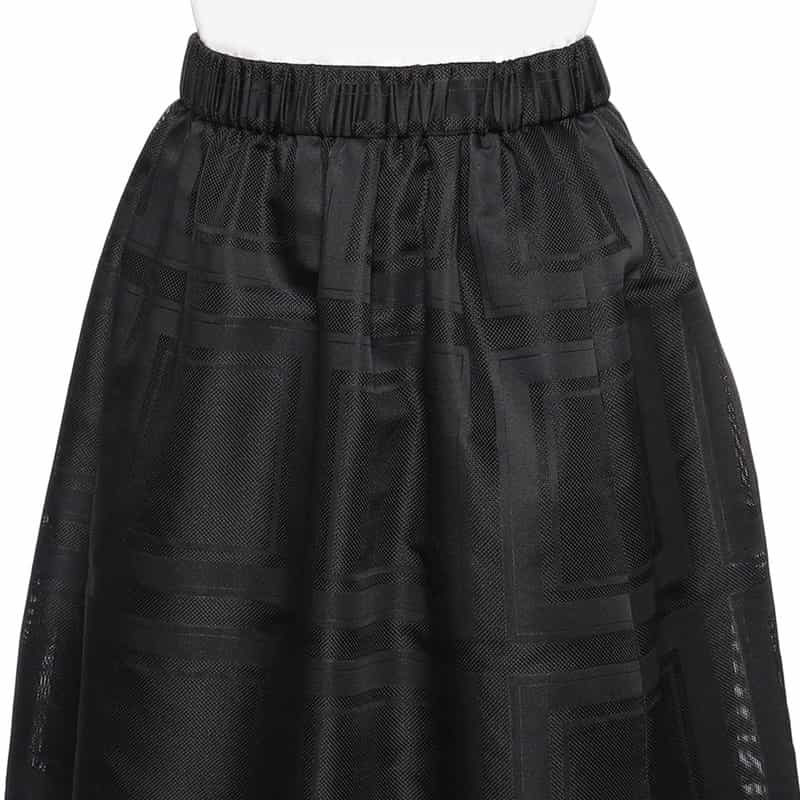 BARNEYS NEW YORK スクエアレースギャザースカート BLACK