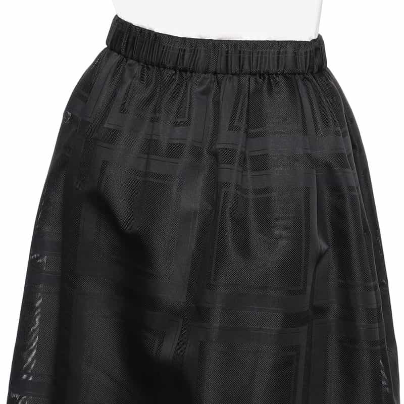 BARNEYS NEW YORK スクエアレースギャザースカート BLACK