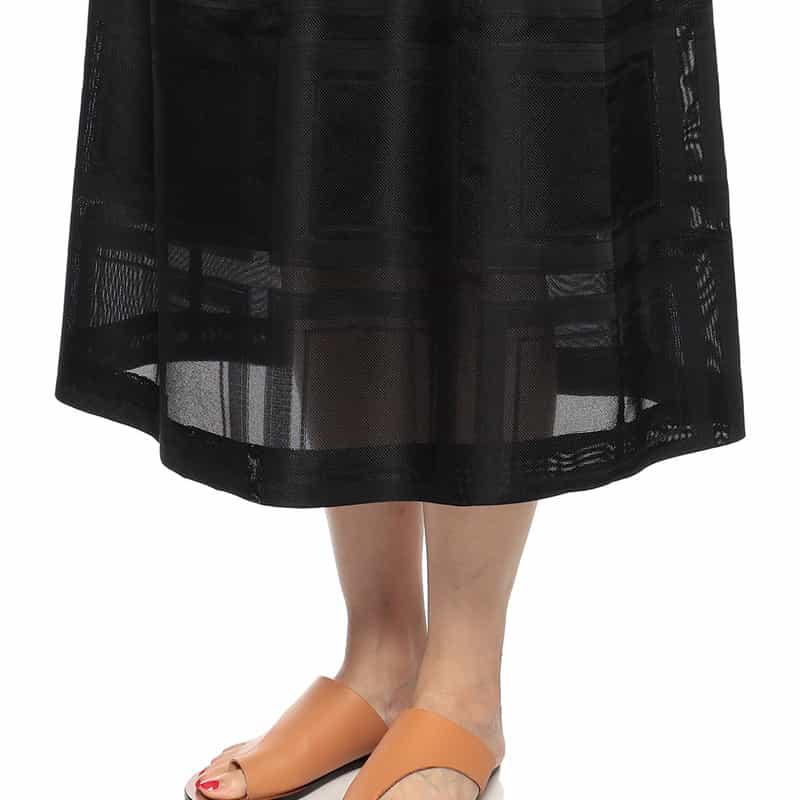 BARNEYS NEW YORK スクエアレースギャザースカート BLACK