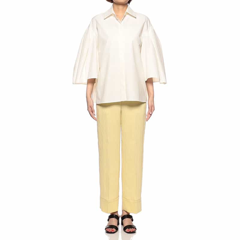 BARNEYS NEW YORK ウォッシャブル ボリュームスリーブシャツ WHITE