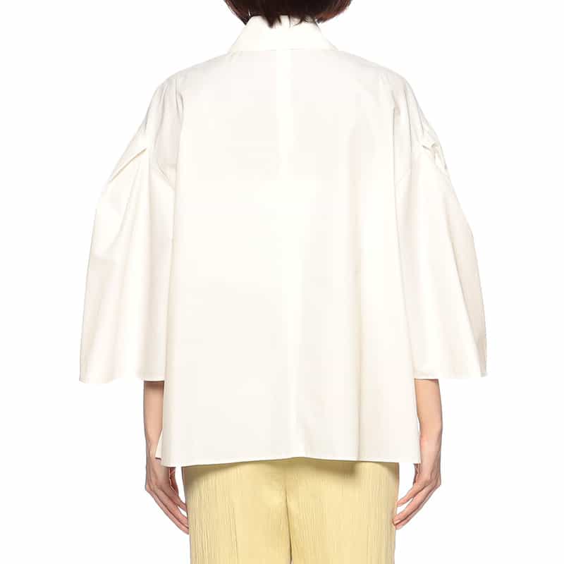 BARNEYS NEW YORK ウォッシャブル ボリュームスリーブシャツ WHITE