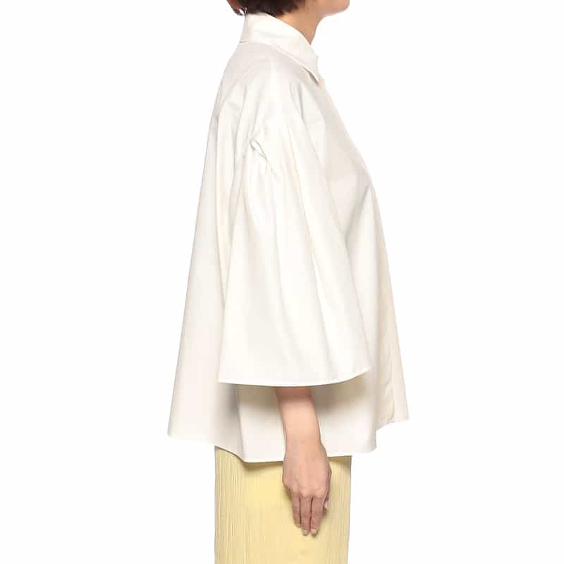 BARNEYS NEW YORK ウォッシャブル ボリュームスリーブシャツ WHITE
