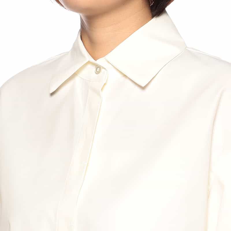 BARNEYS NEW YORK ウォッシャブル ボリュームスリーブシャツ WHITE