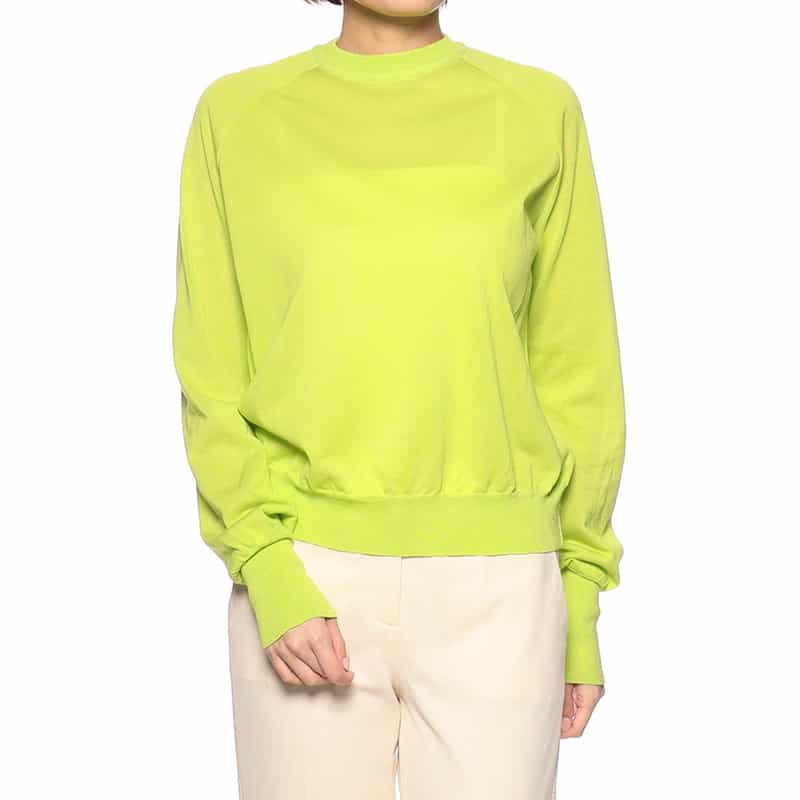 BARNEYS NEW YORK クルーネックシアーニットプルオーバー GREEN