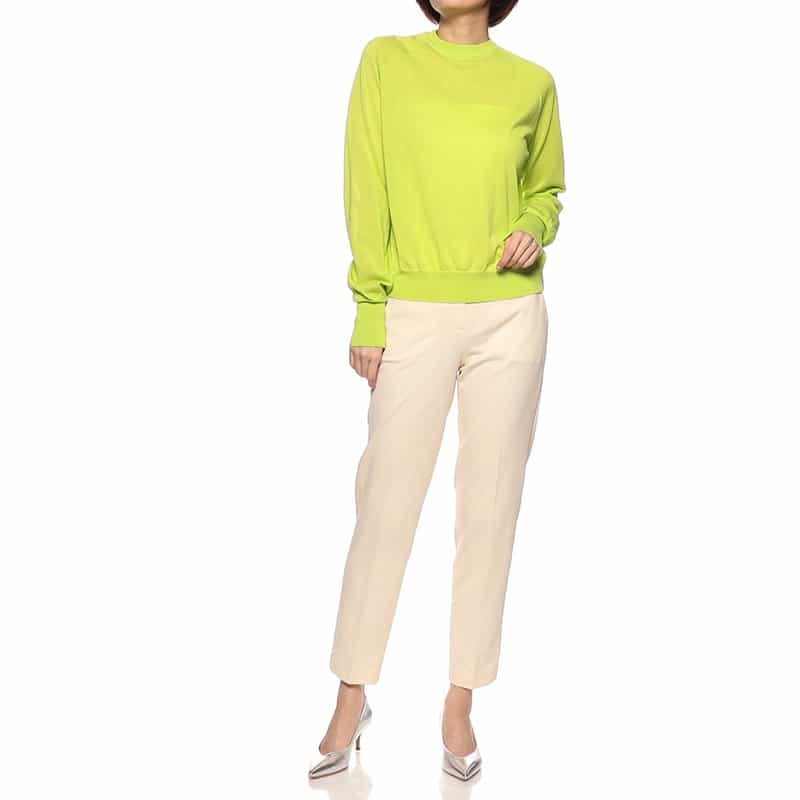 BARNEYS NEW YORK クルーネックシアーニットプルオーバー GREEN