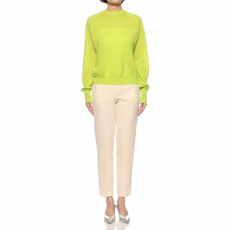 BARNEYS NEW YORK クルーネックシアーニットプルオーバー GREEN