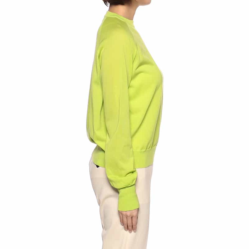 BARNEYS NEW YORK クルーネックシアーニットプルオーバー GREEN