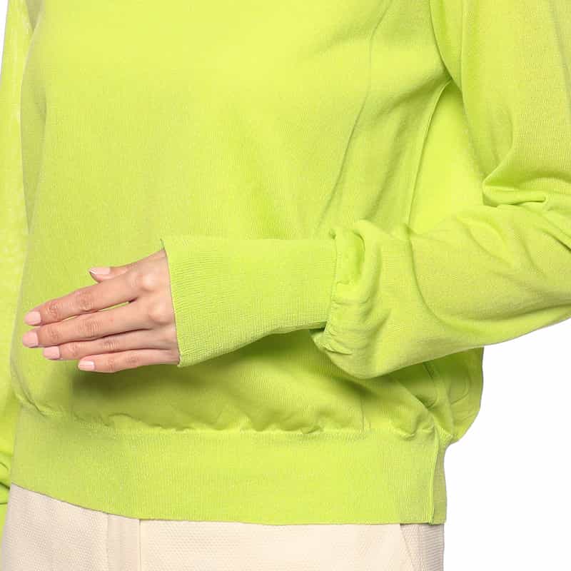 BARNEYS NEW YORK クルーネックシアーニットプルオーバー GREEN