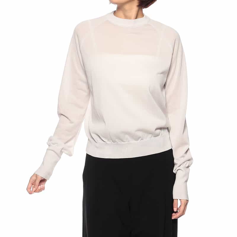 BARNEYS NEW YORK クルーネックシアーニットプルオーバー LIGHT GRAY