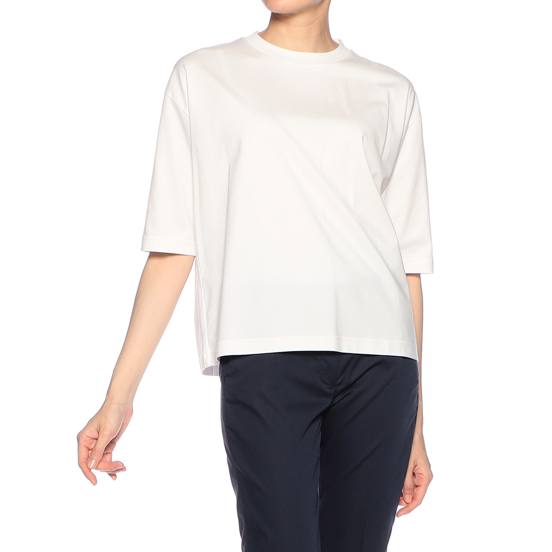 ウォッシャブルコットンハーフスリーブカットソー