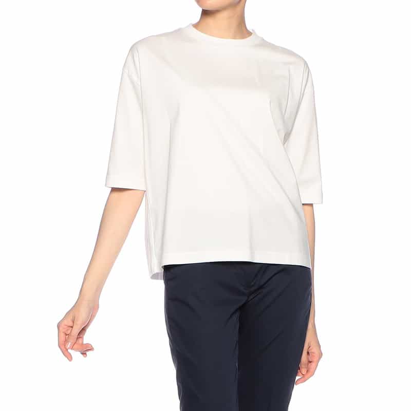 BARNEYS NEW YORK ウォッシャブルコットンハーフスリーブカットソー WHITE