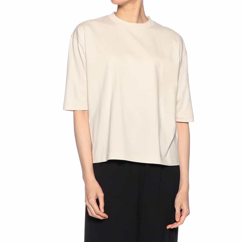 BARNEYS NEW YORK ウォッシャブルコットンハーフスリーブカットソー BEIGE