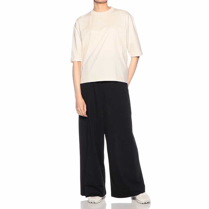 BARNEYS NEW YORK ウォッシャブルコットンハーフスリーブカットソー BEIGE