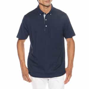 ウォッシャブル リバティプリント切替ポロシャツ