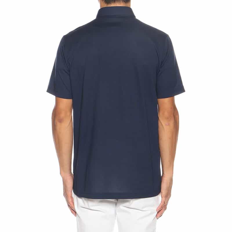 BARNEYS NEW YORK ウォッシャブル リバティプリント切替ポロシャツ NAVY