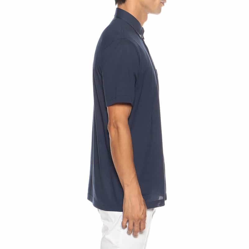 BARNEYS NEW YORK ウォッシャブル リバティプリント切替ポロシャツ NAVY