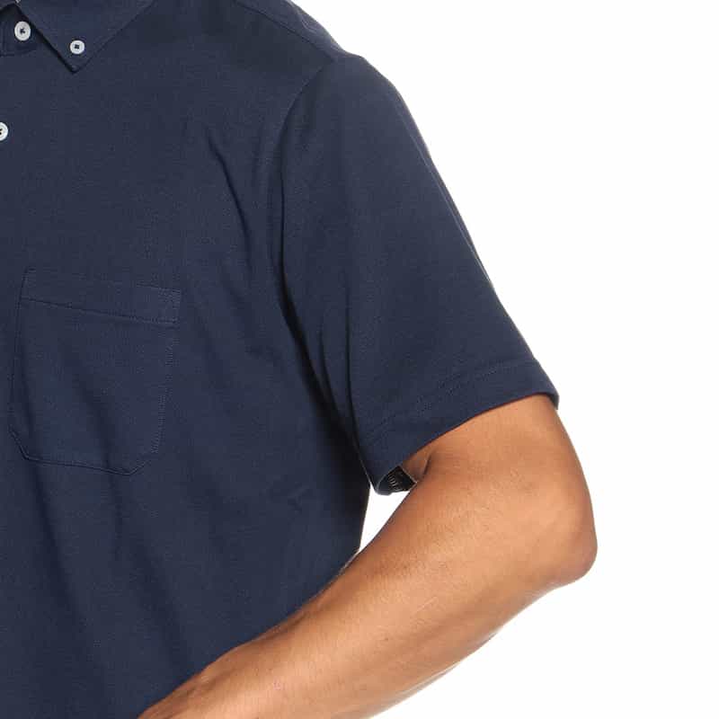 BARNEYS NEW YORK ウォッシャブル リバティプリント切替ポロシャツ NAVY