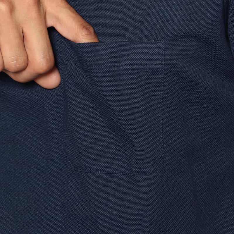 BARNEYS NEW YORK ウォッシャブル リバティプリント切替ポロシャツ NAVY