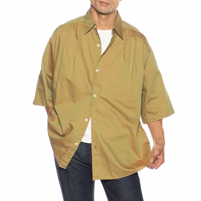 BARNEYS NEW YORK ウォッシャブル コットンソラーロツイル オーバーフィットシャツ BEIGE