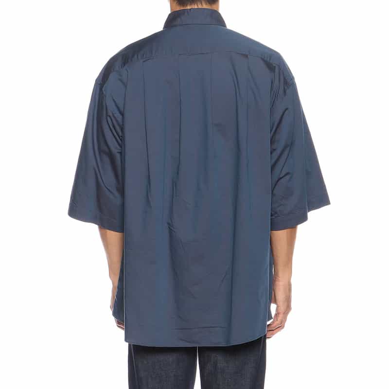 BARNEYS NEW YORK ウォッシャブル コットンソラーロツイル オーバーフィットシャツ BLUE