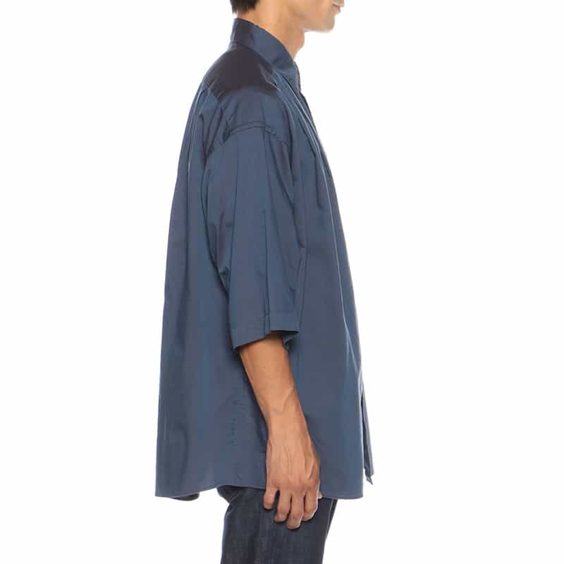 BARNEYS NEW YORK ウォッシャブル コットンソラーロツイル オーバーフィットシャツ BLUE