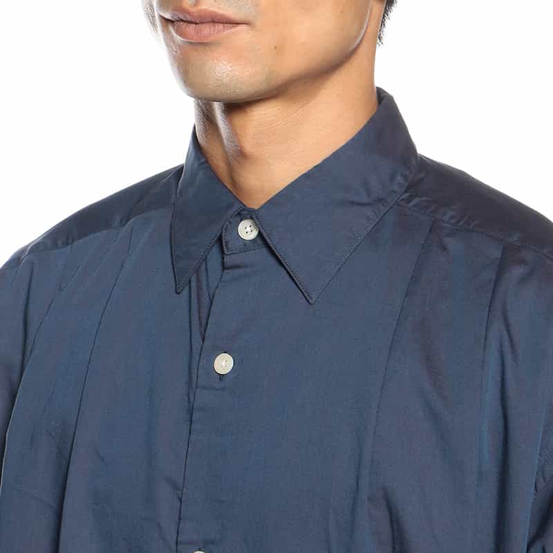 BARNEYS NEW YORK ウォッシャブル コットンソラーロツイル オーバーフィットシャツ BLUE