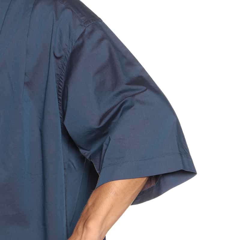 BARNEYS NEW YORK ウォッシャブル コットンソラーロツイル オーバーフィットシャツ BLUE