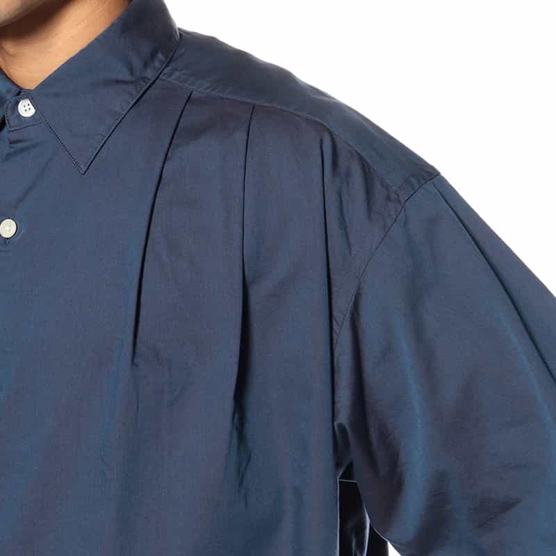 BARNEYS NEW YORK ウォッシャブル コットンソラーロツイル オーバーフィットシャツ BLUE