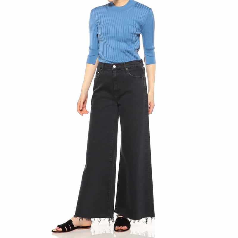 BARNEYS NEW YORK ウォッシャブルリブニットプルオーバー BLUE