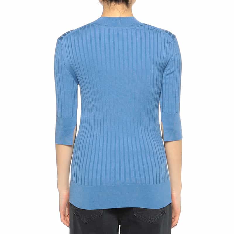 BARNEYS NEW YORK ウォッシャブルリブニットプルオーバー BLUE