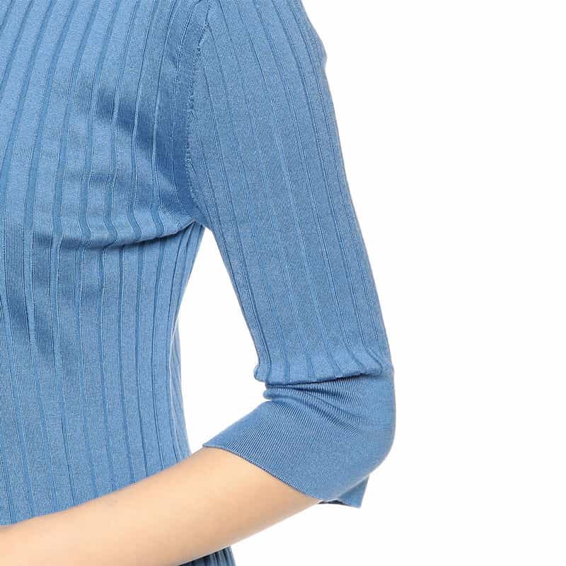 BARNEYS NEW YORK ウォッシャブルリブニットプルオーバー BLUE
