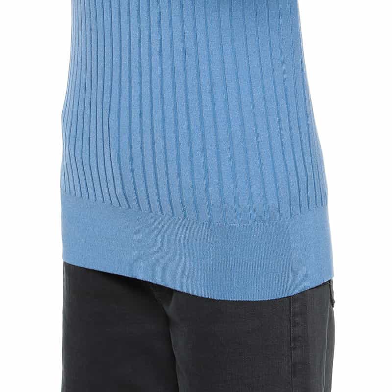 BARNEYS NEW YORK ウォッシャブルリブニットプルオーバー BLUE