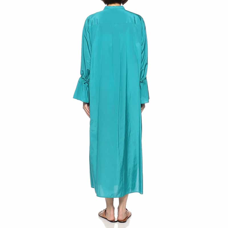 BARNEYS NEW YORK ウォッシャブル シャイニーシャツドレス TURQUOISE