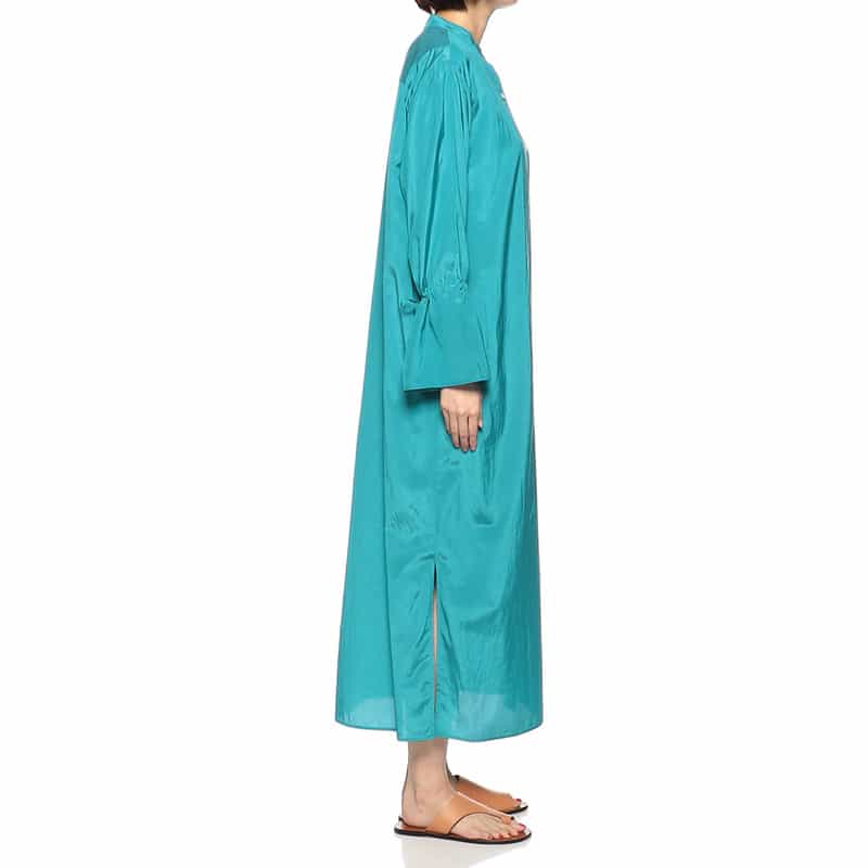 BARNEYS NEW YORK ウォッシャブル シャイニーシャツドレス TURQUOISE