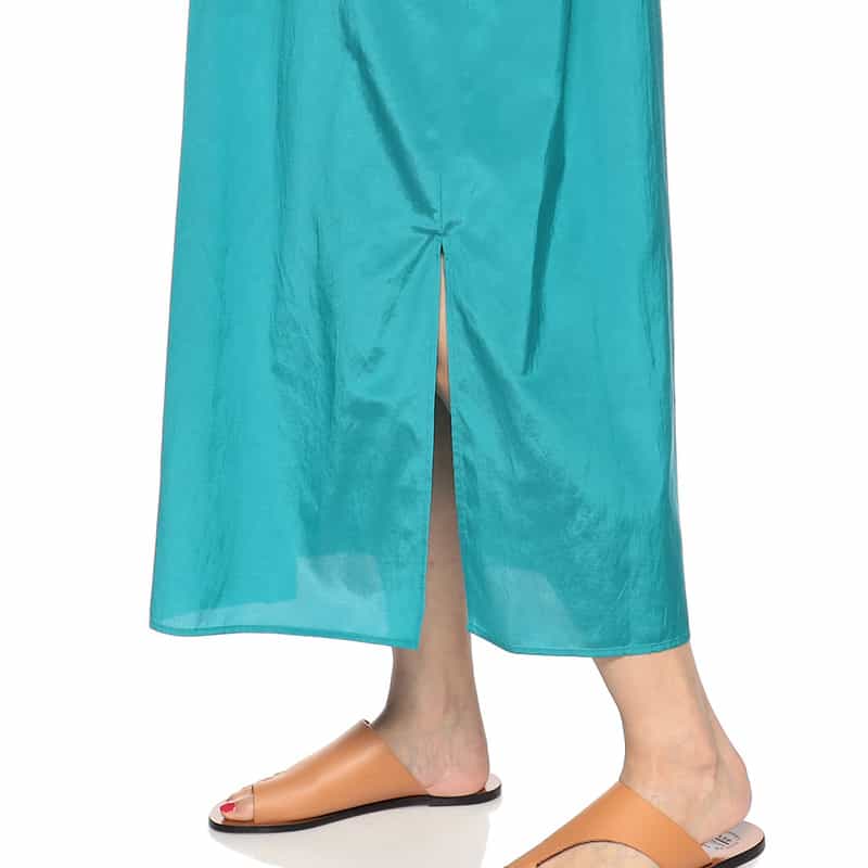 BARNEYS NEW YORK ウォッシャブル シャイニーシャツドレス TURQUOISE