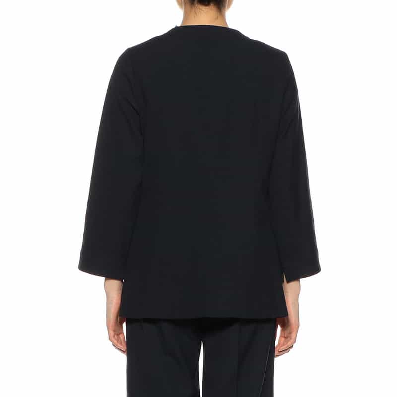 BARNEYS NEW YORK セットアップウォッシャブルノーカラージャケット NAVY