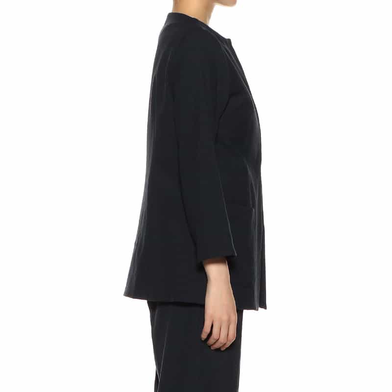 BARNEYS NEW YORK セットアップウォッシャブルノーカラージャケット NAVY