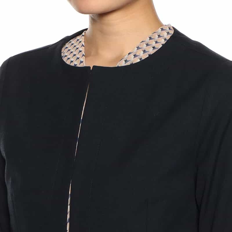 BARNEYS NEW YORK セットアップウォッシャブルノーカラージャケット NAVY