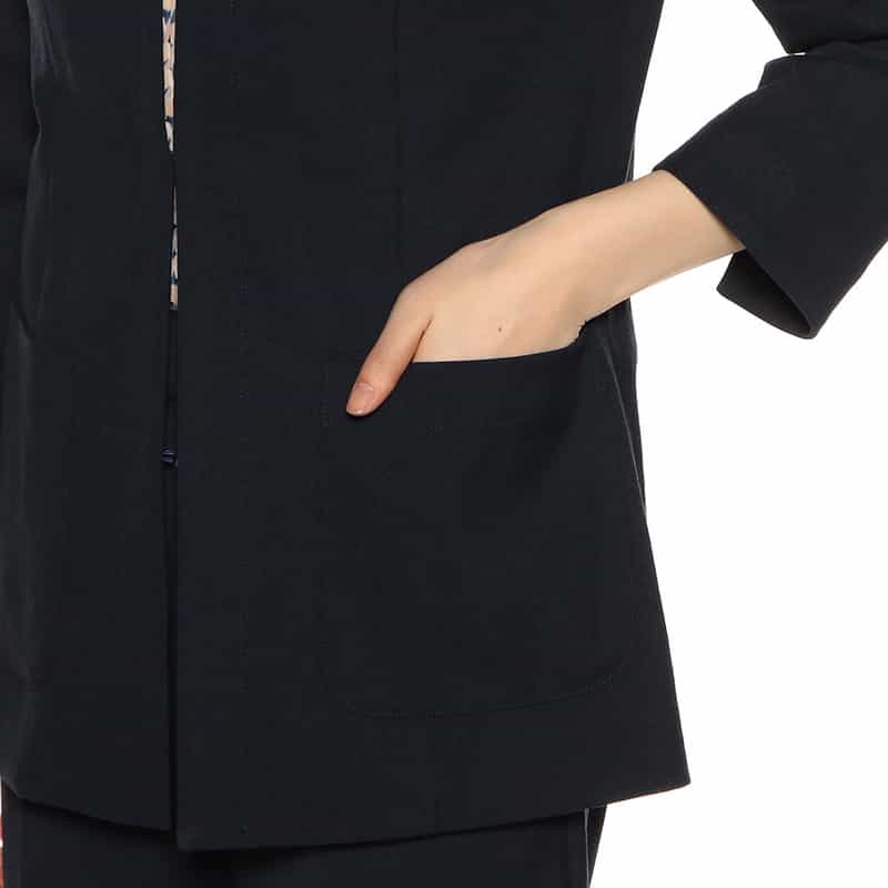 BARNEYS NEW YORK セットアップウォッシャブルノーカラージャケット NAVY