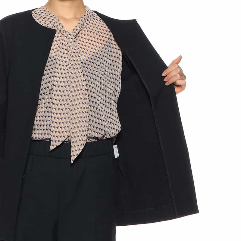 BARNEYS NEW YORK セットアップウォッシャブルノーカラージャケット NAVY