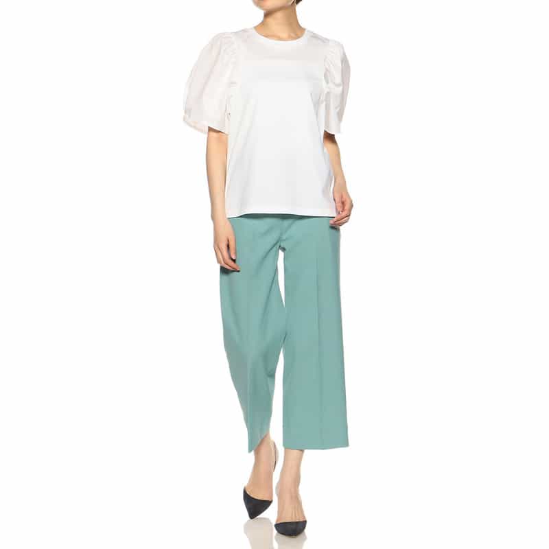 BARNEYS NEW YORK セットアップウォッシャブルクロップドパンツ BLUE GREEN