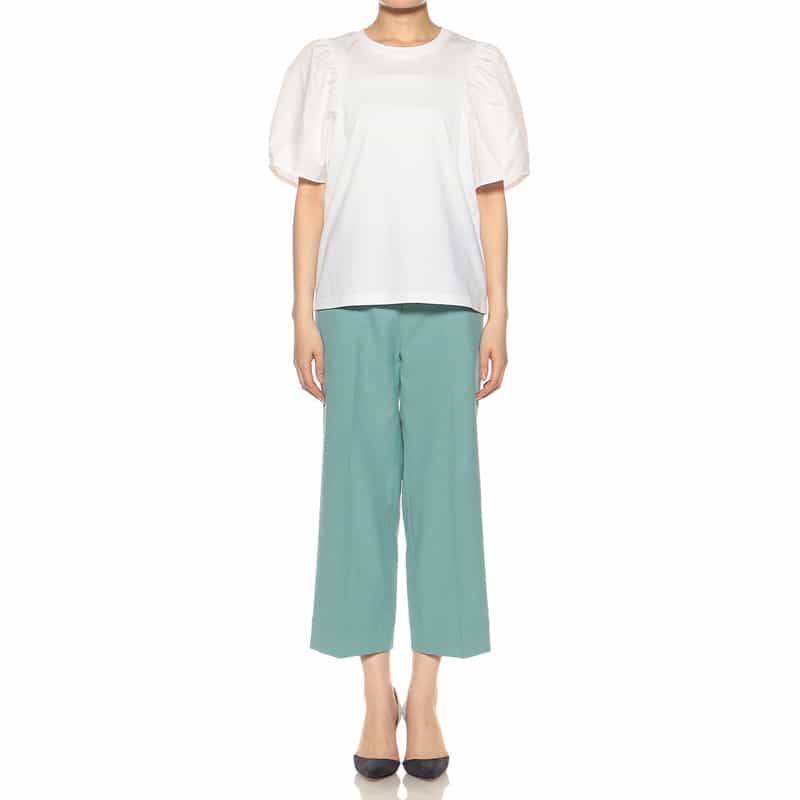 BARNEYS NEW YORK セットアップウォッシャブルクロップドパンツ BLUE GREEN