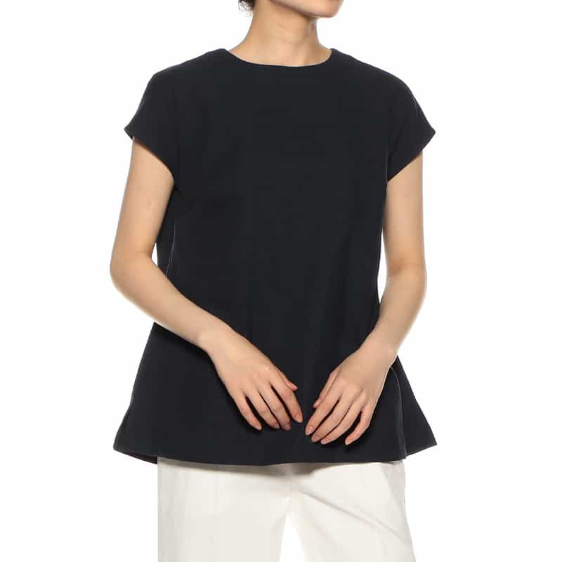 BARNEYS NEW YORK セットアップウォッシャブルフレンチスリーブブラウス NAVY