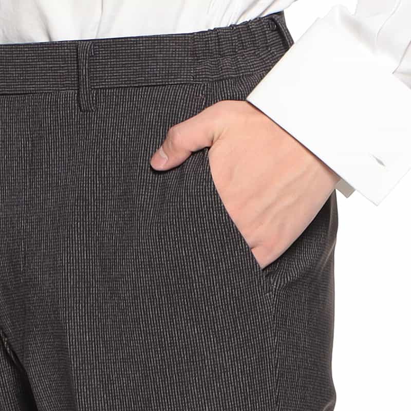 BARNEYS NEW YORK セットアップマイクロ千鳥柄ジャージーパンツ GRAY