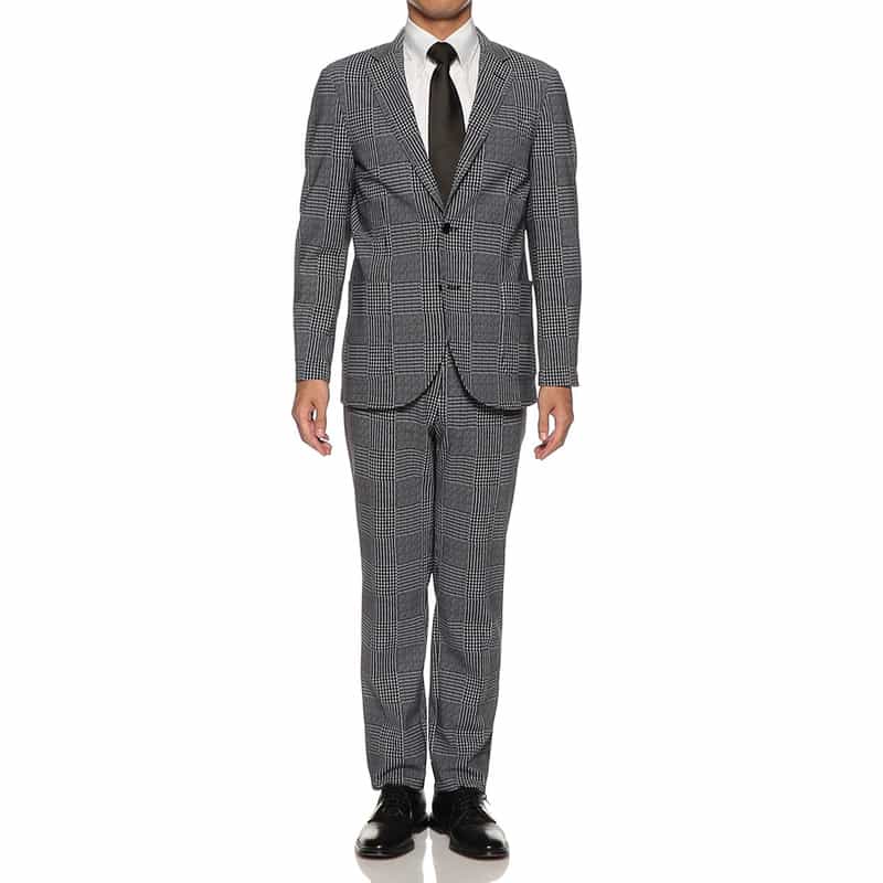 BARNEYS NEW YORK セットアップグレンチェック柄ジャージージャケット BLACK