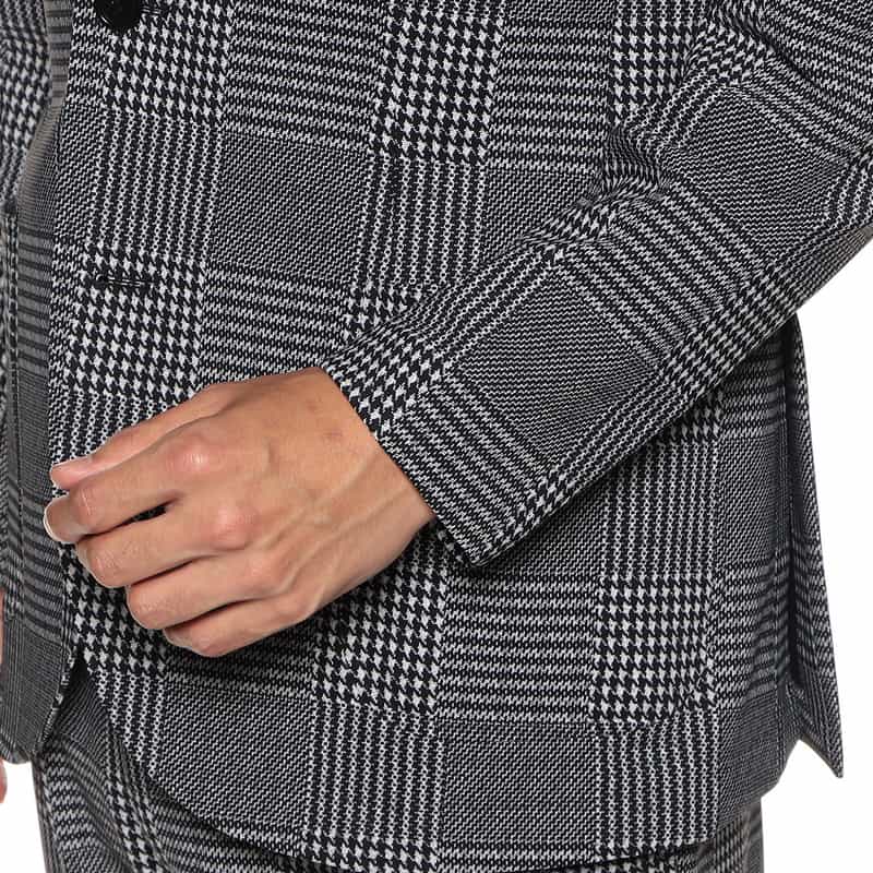 BARNEYS NEW YORK セットアップグレンチェック柄ジャージージャケット BLACK