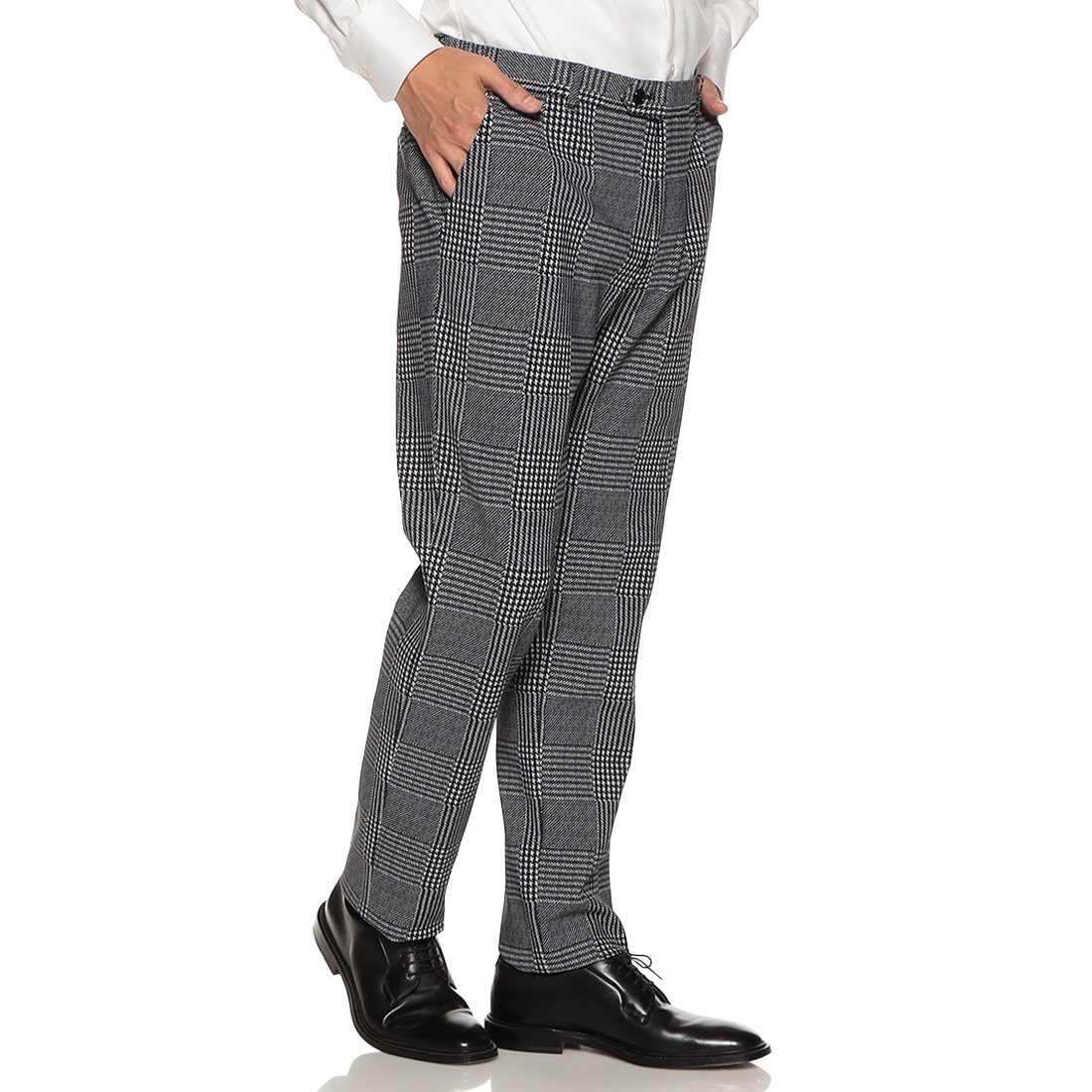 セットアップグレンチェック柄ジャージーパンツ