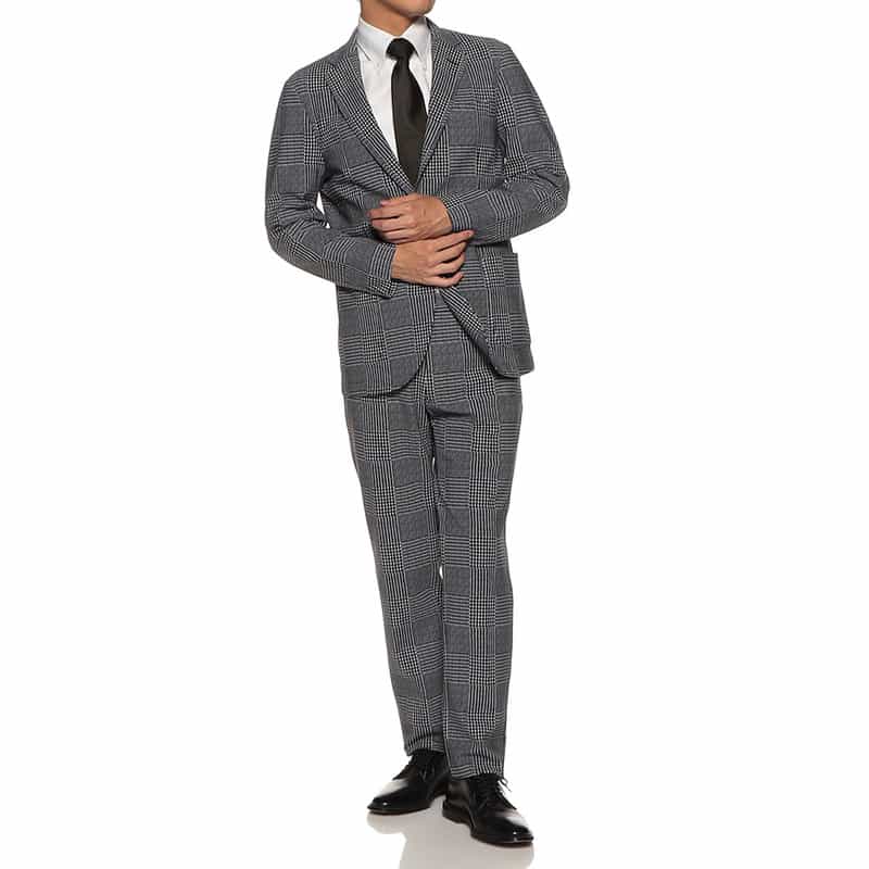 BARNEYS NEW YORK セットアップグレンチェック柄ジャージーパンツ BLACK